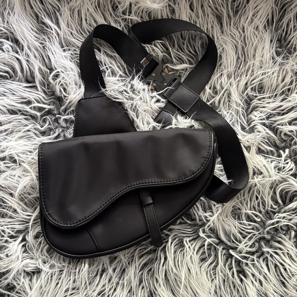 Black Nylon Bag Crossbody Casual Soft Strap